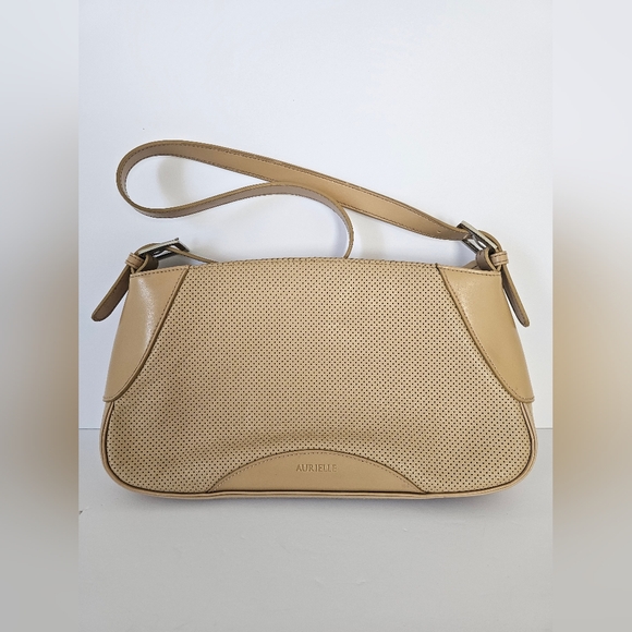 Aurielle Tan Leather Shoulder Bag Mesh Leather Adjustable Length Strap - Picture 1 of 5